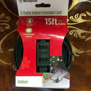 Three outlet 15 foot indoor extension cord